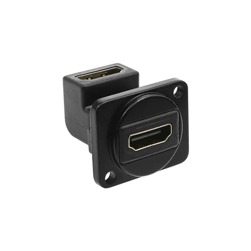 ECSiNG 90 Grad HDMI 2.0 Panel-Mount-Adapter Buchse auf Buchse, rechtwinkliger Stecker, D-förmiger HDMI-Koppler für Computer, Blu-Ray-Player, HD-TV, HDMI-Schnittstelle, Projektor von ECSiNG