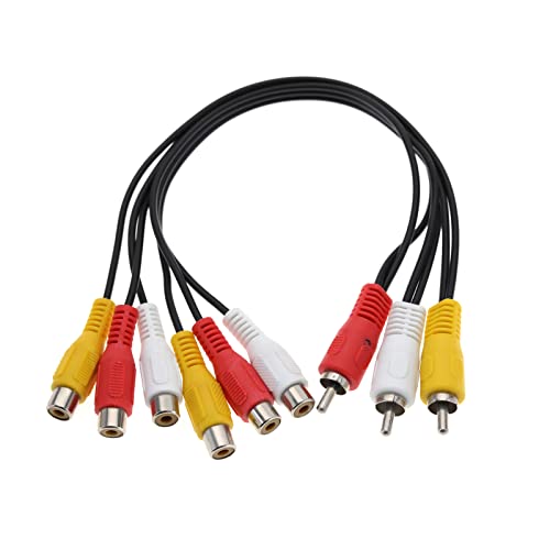 ECSiNG AV-Kabel-Splitter 3 Cinch-Stecker auf 6 Cinch-Buchse Composite Video Splitter Adapter Ausgangskabel Kabel Cinch-Verlängerungskabel 31 Cm von ECSiNG