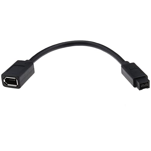 ECSiNG IEEE 1394 6-Pin Buchse auf 1394 9-Pin Stecker Firewire 400 auf 800 Kabel Datenübertragungsadapter Konverterkabel Kompatibel mit MacBook Pro 22 cm Schwarz von ECSiNG