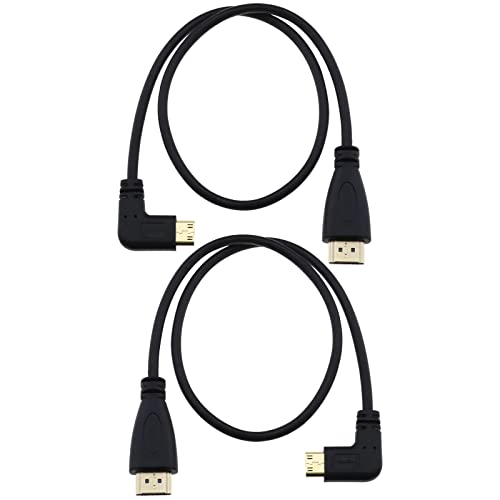 ECSiNG Mini-HDMI-auf-HDMI-Kabel, 50 cm, Mini-HDMI-Stecker, 90 Grad links und rechts auf HDMI-Stecker, für Kamera, Grafikkarten, Laptop, Tablet, HDTV-Monitor, Projektor, 2 Stück von ECSiNG