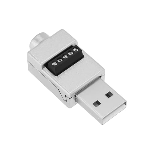 ECSiNG USB 2.0-Stecker auf 5-poligen Terminalblock-Anschluss, Metallgehäuse, 480 Mbps, USB 2.0, lötfreier Adapter für USB 2.0, Maus, Drucker, USB-Kabelreparatur von ECSiNG