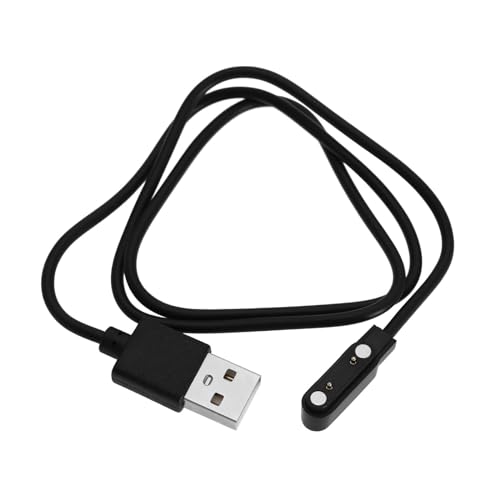 ECSiNG USB auf 2-poliges magnetisches Ladekabel für Smartwatch, Smart-Brille, Fitness-Tracker-Kabel, Kontaktstiftabstand 7,62 mm, Länge 60 cm, Schwarz von ECSiNG