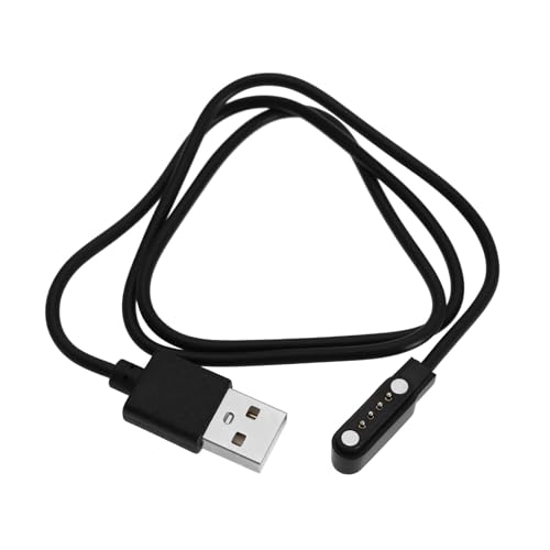 ECSiNG USB-auf-4-poliges Magnetisches USB-Ladekabel für Smartwatch, Smart-Brille, Fitness-Tracker, Kabelkontakt-Pin-Abstand: 7,62 Mm, Länge 60 cm, Schwarz von ECSiNG