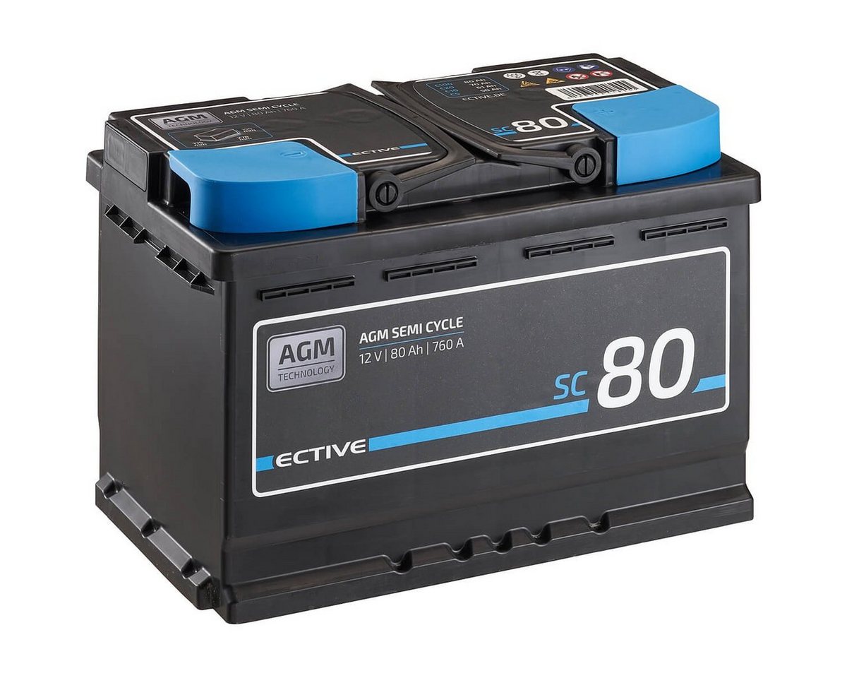 ECTIVE ECTIVE 12V 80Ah AGM Semi Cycle Batterie für Wohnmobil Batterie, (12 V V) von ECTIVE