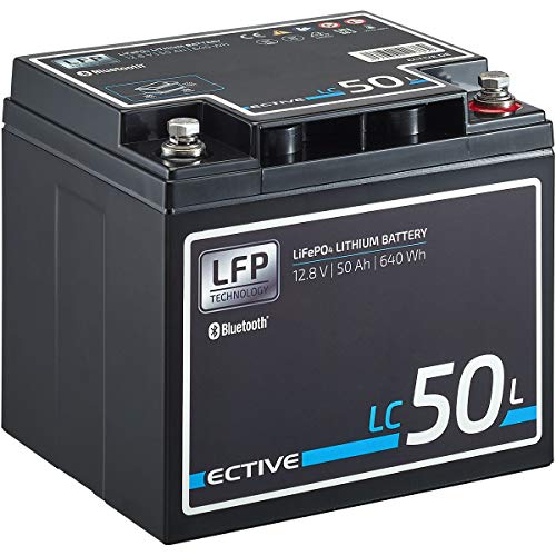 ECTIVE LiFePO4 Batterie LC50L BT - 12V, 50Ah, 640Wh, Bluetooth inklusive App - Lithium-Eisenphosphat Versorgungsbatterie, Bootsbatterie, Solarbatterie für Wohnwagen, Wohnmobil, Camper von ECTIVE