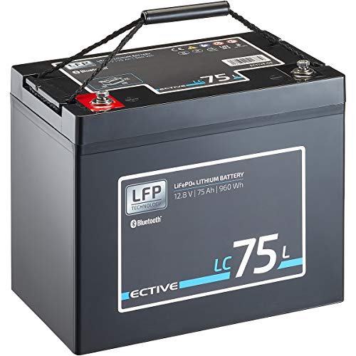 ECTIVE LiFePO4 Batterie LC75L BT - 12V, 75Ah, 960Wh, Bluetooth inklusive App - Lithium-Eisenphosphat Versorgungsbatterie, Bootsbatterie, Solarbatterie für Wohnwagen, Wohnmobil, Camper von ECTIVE