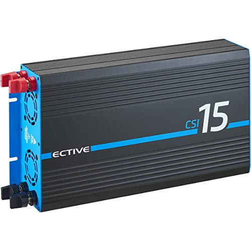 ECTIVE Reiner Sinsus Wechselrichter CSI 15-1500W, 24V auf 230V, USB, USV Funktion, Überhitzungsschutz, Netzvorrangschaltung - DC/AC Spannungswandler, Umwandler, Stromwandler für Haushaltsgeräten von ECTIVE