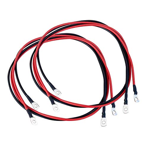 ECTIVE Wechselrichter Kabel – M8/M8, 1m, rot/schwarz, Kupfer, 10 mm² - Batteriekabel, Kabel-Satz für Wechselrichter 3000W mit Ringösen für 24V Batterie, Versorgungsbatterie, Autobatterie von ECTIVE