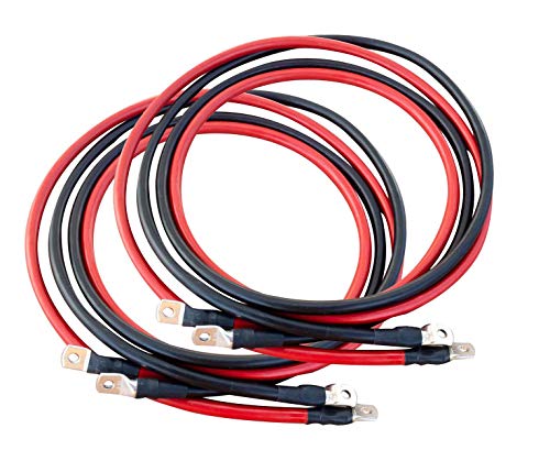 ECTIVE Wechselrichter-Kabel – M8/M8, 2m, rot/schwarz, Kupfer, 50 mm² - Batteriekabel, Kabel-Satz, Kabel für Wechselrichter 2500W mit Ringösen für 12V Batterie, Versorgungsbatterie, Autobatterie von ECTIVE