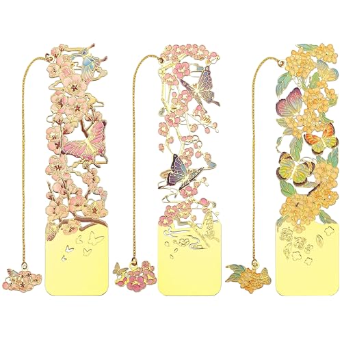 ECZOIL 3 x Lesezeichen mit geistiger Blume, ästhetische Blumen-Lesezeichen, Buchliebhaber, Geschenke, Buchzubehör für Damen und Herren, Pflaumenblüten-Osmanthus von ECZOIL
