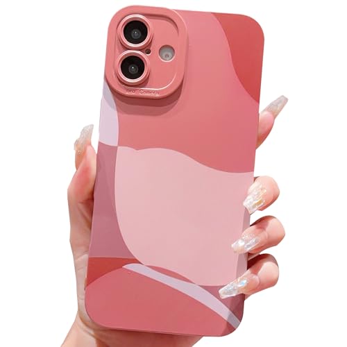 ECZOIL Aesthetic Handyhülle für iPhone 16 Hülle,Niedliche Kunst Malerei Mädchen Süße Weich TPU Kameraschutz Phone Case for Frauen und Mädchen-Braun von ECZOIL