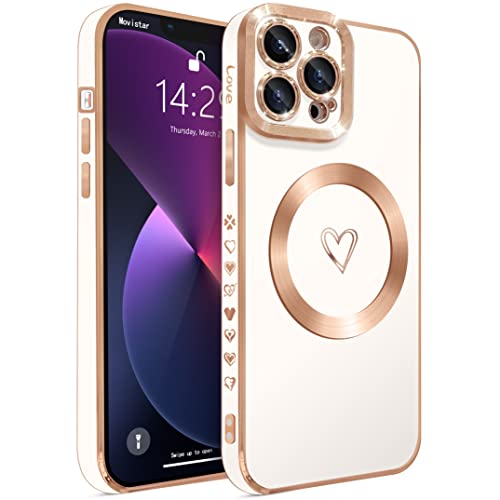 ECZOIL HZLFCZL Kompatibel mit iPhone 13 Pro Max Hülle Case Fall MagSafe,Full Camera Objektiv Schutz Luxus Galvanisierte Nette Herz Magnetische Hülle für iPhone 13 Pro Max für Frauen Mädchen(Weiß) ECZOIL HZLFCZL Kompatibel mit iPhone 13 Pro Max Hülle Case Fall MagSafe,Full Camera Objektiv Schutz Luxus Galvanisierte Nette Herz Magnetische Hülle für iPhone 13 Pro Max für Frauen Mädchen(Weiß) von ECZOIL