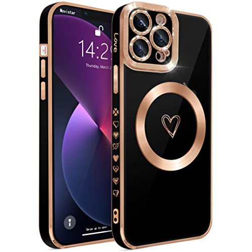 ECZOIL HZLFCZL Kompatibel mit iPhone 13 Pro Max Hülle Case Fall MagSafe,Full Camera Objektiv Schutz Luxus Galvanisierte Nette Herz Magnetische Hülle für iPhone 13 Pro Max für Frauen Mädchen (Schwarz) ECZOIL HZLFCZL Kompatibel mit iPhone 13 Pro Max Hülle Case Fall MagSafe,Full Camera Objektiv Schutz Luxus Galvanisierte Nette Herz Magnetische Hülle für iPhone 13 Pro Max für Frauen Mädchen (Schwarz) von ECZOIL