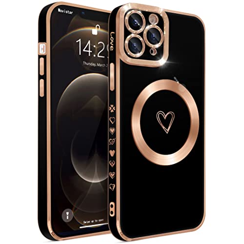 ECZOIL Kompatibel mit iPhone 11 Pro Hülle MagSafe, Vollkameraobjektivschutz, luxuriös, galvanisiert, niedliches Herz, magnetische Hülle für iPhone 11 Pro für Frauen und Mädchen, Schwarz ECZOIL Kompatibel mit iPhone 11 Pro Hülle MagSafe, Vollkameraobjektivschutz, luxuriös, galvanisiert, niedliches Herz, magnetische Hülle für iPhone 11 Pro für Frauen und Mädchen, Schwarz von ECZOIL