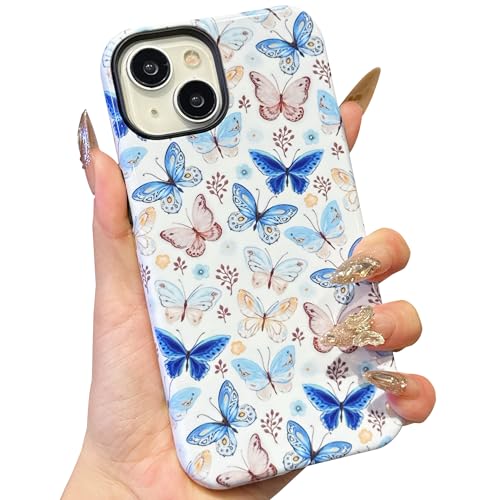ECZOIL Kompatibel mit iPhone 13/14 Hülle, niedliches, ästhetisches, trendiges Schmetterlingsmuster, stoßfeste Hybrid-Hartschale für Damen, Schmetterling ECZOIL Kompatibel mit iPhone 13/14 Hülle, niedliches, ästhetisches, trendiges Schmetterlingsmuster, stoßfeste Hybrid-Hartschale für Damen, Schmetterling von ECZOIL