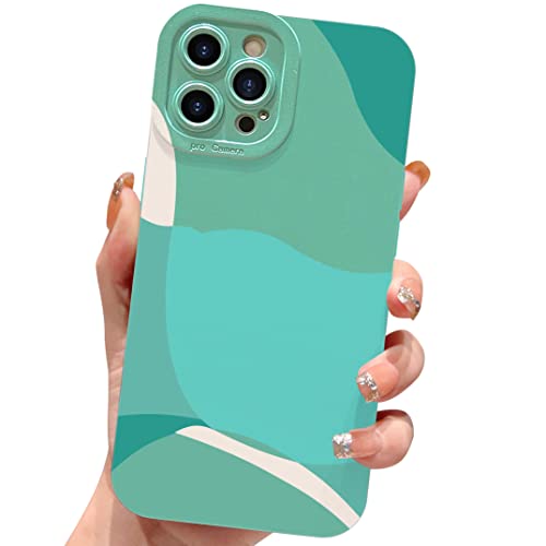 ECZOIL Kompatibel mit iPhone 13 Pro Max Hülle 16,7 cm (6,7 Zoll), niedliche bemalte Kunstlinse, schützende schlanke, weiche Handyhülle für iPhone 13 Pro Max für Frauen und Mädchen, grün von ECZOIL