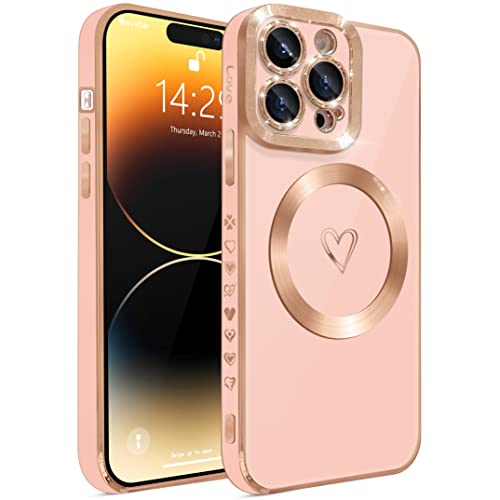 ECZOIL Kompatibel mit iPhone 14 Pro Hülle MagSafe, vollständiger Kameraobjektivschutz, luxuriös, galvanisiert, niedliches Herz, magnetische Hülle für iPhone 14 Pro für Frauen und Mädchen, Rosa ECZOIL Kompatibel mit iPhone 14 Pro Hülle MagSafe, vollständiger Kameraobjektivschutz, luxuriös, galvanisiert, niedliches Herz, magnetische Hülle für iPhone 14 Pro für Frauen und Mädchen, Rosa von ECZOIL