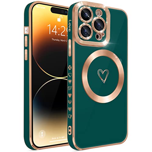 ECZOIL Kompatibel mit iPhone 14 Pro Max Hülle MagSafe, vollständiger Kameraobjektivschutz, luxuriös, galvanisiert, magnetische Hülle für iPhone 14 Pro Max für Frauen und Mädchen, Dunkelgrün ECZOIL Kompatibel mit iPhone 14 Pro Max Hülle MagSafe, vollständiger Kameraobjektivschutz, luxuriös, galvanisiert, magnetische Hülle für iPhone 14 Pro Max für Frauen und Mädchen, Dunkelgrün von ECZOIL