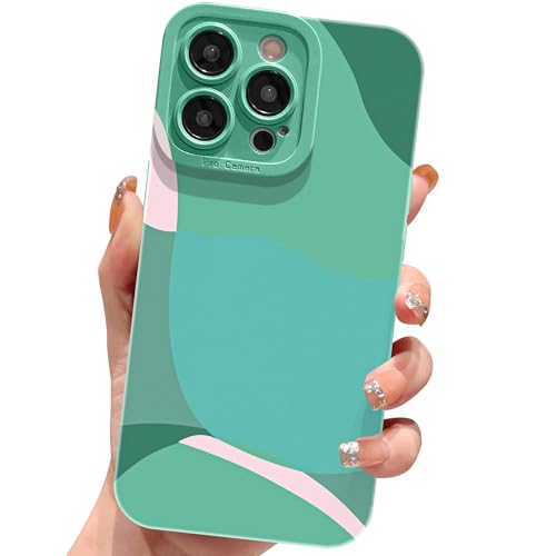 ECZOIL Kompatibel mit iPhone 15 Pro Hülle 6,1 Zoll,Cute Aesthetic Kunst Malerei Mädchen Süße Handyhülle Ultra dünne Weich TPU Kameraschutz Phone Case for iPhone 15 Pro for Women Girl-Grün von ECZOIL