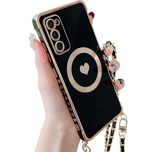 ECZOIL Magnetisch Handykette für Samsung Galaxy S20 FE Hülle Kompatibel mit Magsafe Kameraschutz Herz Design AbnehmbarKordel zum Umhängen Handyhülle Galvanisierte Weich TPU Kameraschutz-Schwarz ECZOIL Magnetisch Handykette für Samsung Galaxy S20 FE Hülle Kompatibel mit Magsafe Kameraschutz Herz Design AbnehmbarKordel zum Umhängen Handyhülle Galvanisierte Weich TPU Kameraschutz-Schwarz von ECZOIL