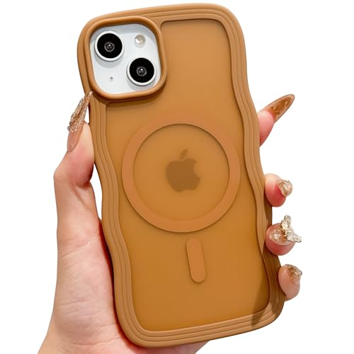 ECZOIL Magnetische Schutzhülle für iPhone 13/14, niedlich, durchscheinend, matt, lockiger Wellenrahmen, für Damen, Herren, Mokka-Braun ECZOIL Magnetische Schutzhülle für iPhone 13/14, niedlich, durchscheinend, matt, lockiger Wellenrahmen, für Damen, Herren, Mokka-Braun von ECZOIL