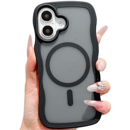ECZOIL Magnetische Schutzhülle für iPhone 16, niedlich, durchscheinend, matt, gewellt, für Damen und Herren, Schwarz ECZOIL Magnetische Schutzhülle für iPhone 16, niedlich, durchscheinend, matt, gewellt, für Damen und Herren, Schwarz von ECZOIL