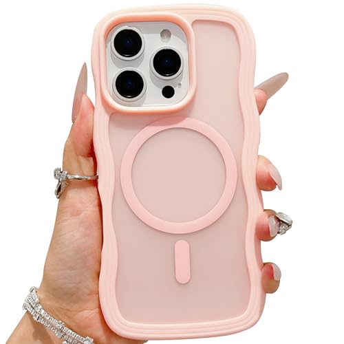 ECZOIL Magnetische Schutzhülle für iPhone 16 Pro, niedlich, durchscheinend, matt, gelockter Wellenrahmen, für Damen und Herren, Rosa ECZOIL Magnetische Schutzhülle für iPhone 16 Pro, niedlich, durchscheinend, matt, gelockter Wellenrahmen, für Damen und Herren, Rosa von ECZOIL