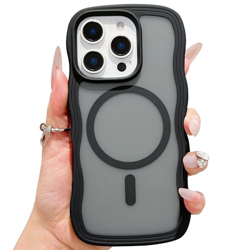 ECZOIL Magnetische Schutzhülle für iPhone 16 Pro, niedlich, durchscheinend, matt, gelockter Wellenrahmen, für Damen und Herren, Schwarz ECZOIL Magnetische Schutzhülle für iPhone 16 Pro, niedlich, durchscheinend, matt, gelockter Wellenrahmen, für Damen und Herren, Schwarz von ECZOIL