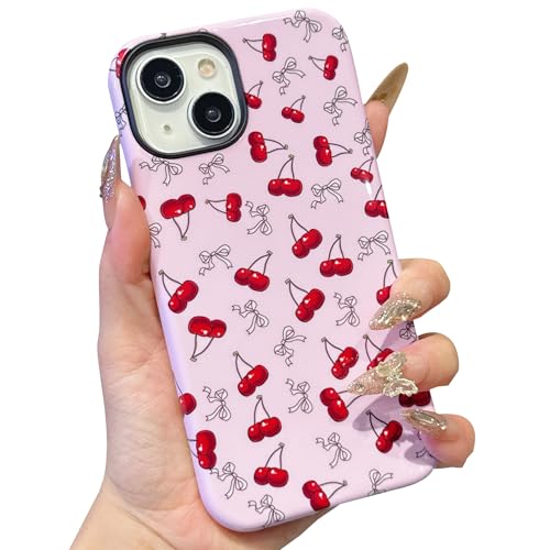 ECZOIL Schutzhülle für iPhone 13/14, niedliches ästhetisches, trendiges Fliegenmuster, stoßfeste Hybrid-Hartschale für Damen, Rosa Kirsche ECZOIL Schutzhülle für iPhone 13/14, niedliches ästhetisches, trendiges Fliegenmuster, stoßfeste Hybrid-Hartschale für Damen, Rosa Kirsche von ECZOIL