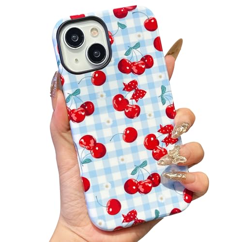 ECZOIL Schutzhülle für iPhone 15, niedlich, ästhetisch, trendig, mit Fliege, stoßfest, Hybrid-Hartschale für Damen, Blau mit Kirschrot ECZOIL Schutzhülle für iPhone 15, niedlich, ästhetisch, trendig, mit Fliege, stoßfest, Hybrid-Hartschale für Damen, Blau mit Kirschrot von ECZOIL