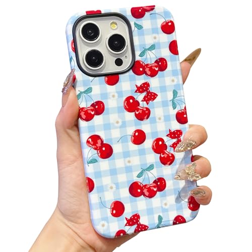 ECZOIL Schutzhülle für iPhone 15 Pro Max, niedliches, ästhetisches, trendiges Fliegenmuster, stoßfeste Hybrid-Hartschale für Damen, Blau mit Kirschrot ECZOIL Schutzhülle für iPhone 15 Pro Max, niedliches, ästhetisches, trendiges Fliegenmuster, stoßfeste Hybrid-Hartschale für Damen, Blau mit Kirschrot von ECZOIL