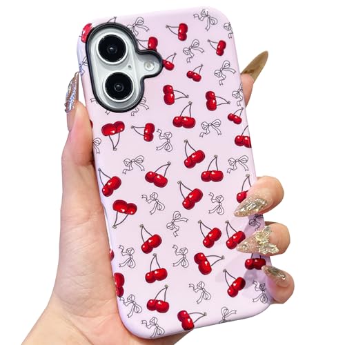 ECZOIL Schutzhülle für iPhone 16, niedlich, ästhetisch, trendig, mit Fliege, stoßfest, Hybrid-Hartschale für Damen, Pink Cherry ECZOIL Schutzhülle für iPhone 16, niedlich, ästhetisch, trendig, mit Fliege, stoßfest, Hybrid-Hartschale für Damen, Pink Cherry von ECZOIL