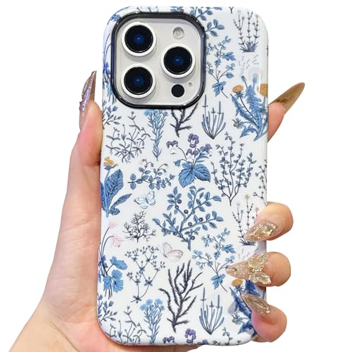 ECZOIL Schutzhülle für iPhone 16 Pro Max, niedliches, ästhetisches, trendiges Blumenmuster, stoßfeste Hybrid-Hartschale für Damen, Blau, Vintage-Blumenmuster ECZOIL Schutzhülle für iPhone 16 Pro Max, niedliches, ästhetisches, trendiges Blumenmuster, stoßfeste Hybrid-Hartschale für Damen, Blau, Vintage-Blumenmuster von ECZOIL