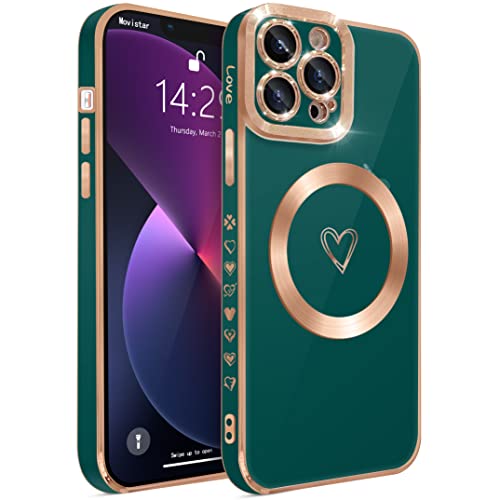 HZLFCZL Kompatibel mit iPhone 13 Pro Max Hülle Case Fall MagSafe,Full Camera Objektiv Schutz Luxus Galvanisierte Nette Herz Magnetische Hülle für iPhone 13 Pro Max für Frauen Mädchen(Dunkelgrün) HZLFCZL Kompatibel mit iPhone 13 Pro Max Hülle Case Fall MagSafe,Full Camera Objektiv Schutz Luxus Galvanisierte Nette Herz Magnetische Hülle für iPhone 13 Pro Max für Frauen Mädchen(Dunkelgrün) von ECZOIL