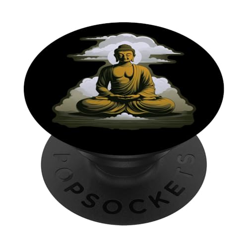 Buddha meditiert vor Wolken 2 - Fan Fun PopSockets Klebender PopGrip von EDDArt