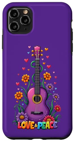 Love Peace Guitar 3, Retro-Design, Flower Power, für Fans Hülle für iPhone 11 Pro Max Love Peace Guitar 3, Retro-Design, Flower Power, für Fans Hülle für iPhone 11 Pro Max von EDDArt