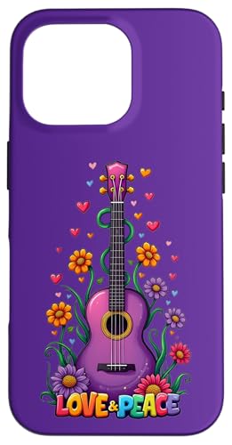 Love Peace Guitar 3, Retro-Design, Flower Power, für Fans Hülle für iPhone 16 Pro Love Peace Guitar 3, Retro-Design, Flower Power, für Fans Hülle für iPhone 16 Pro von EDDArt