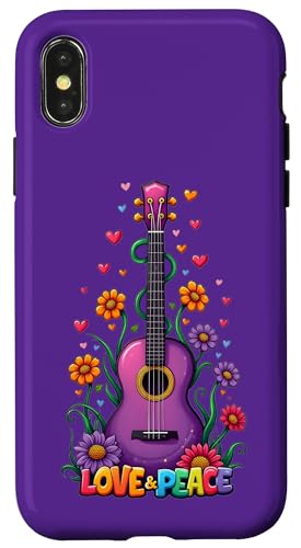 Love Peace Guitar 3, Retro-Design, Flower Power, für Fans Hülle für iPhone X/XS Love Peace Guitar 3, Retro-Design, Flower Power, für Fans Hülle für iPhone X/XS von EDDArt