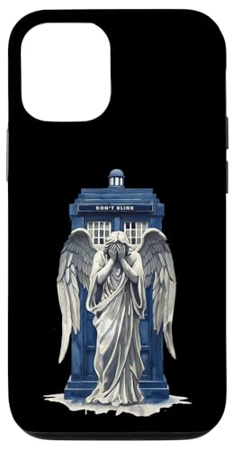 Weinender Engel mit blauer Polizeibox 1 - Fan-Spaß Hülle für iPhone 12/12 Pro von EDDArt