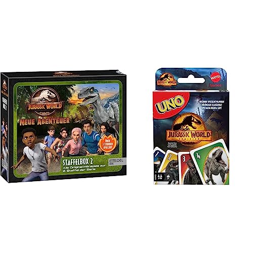 Jurassic World - Neue Abenteuer: Alle Original-Hörspiele zur 2. Staffel (Folge 9 - 16) & Mattel Games GXD72 - UNO Jurassic World Dominion Kartenspiel mit Themendeck und Sonderregel, ab 7 Jahren von EDEL Music & Entertainmen