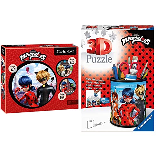 Miraculous - Starter-Box - Die Original-Hörspiele zur TV-Serie & Ravensburger 3D Puzzle 11278 - Utensilo Miraculous - 54 Teile - Stiftehalter für Miraculous-Fans ab 6 Jahren von EDEL Music & Entertainmen