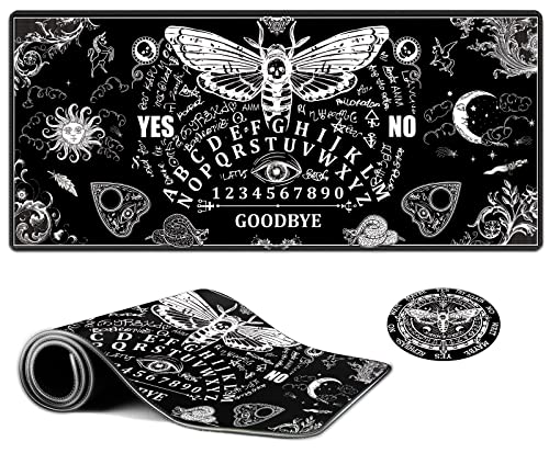 EDGFRTOIO Großes Gaming-Mauspad, Death Moth Spirit Board Design Computer-Tastaturmatte Schreibtisch-Mauspad, vollständiger Schreibtisch erweitertes XXL-Mauspad 90,2 x 40 cm mit genähten Kanten, von EDGFRTOIO