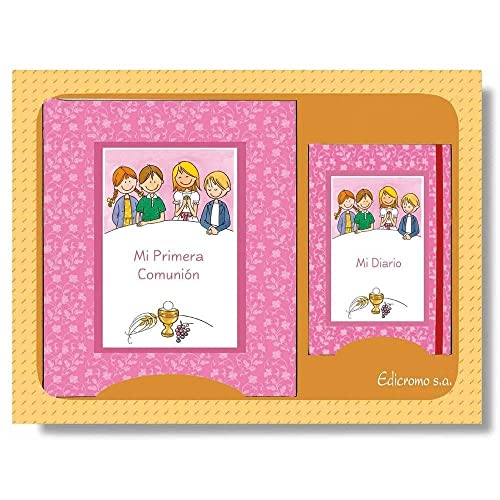 EDICROMO Set Kommunion mit Tagebuch 46 x 37 cm, Rosa von EDICROMO