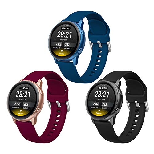 EDIMENS 3 Stück Armband Sportarmbänder Kompatibel mit Samsung Galaxy Watch 3 41mm / Galaxy Watch Active 2 44mm/40mm, 20mm Soft Silm Silikon Ersatzarmband für Galaxy Watch 42mm Smartwatch Damen Herren von EDIMENS