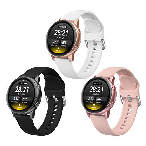 EDIMENS 3 Stück Armband Sportarmbänder Kompatibel mit Samsung Galaxy Watch 3 41mm / Galaxy Watch Active 2 44mm/40mm, 20mm Soft Silm Silikon Ersatzarmband für Galaxy Watch 42mm Smartwatch Damen Herren von EDIMENS