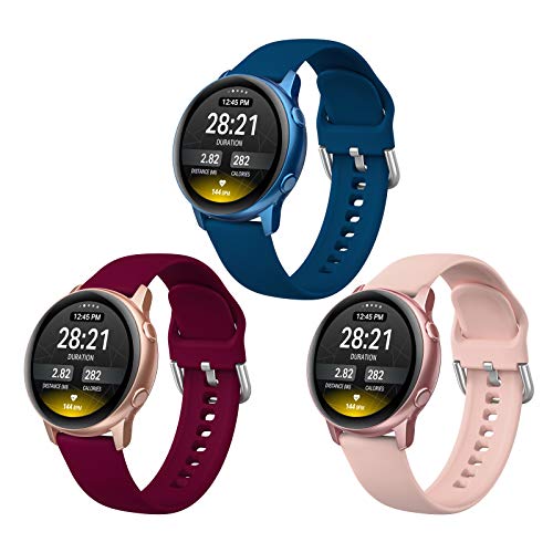 EDIMENS 3 Stück Armband Sportarmbänder Kompatibel mit Samsung Galaxy Watch 3 41mm / Galaxy Watch Active 2 44mm/40mm, 20mm Soft Silm Silikon Ersatzarmband für Galaxy Watch 42mm Smartwatch Damen Herren von EDIMENS