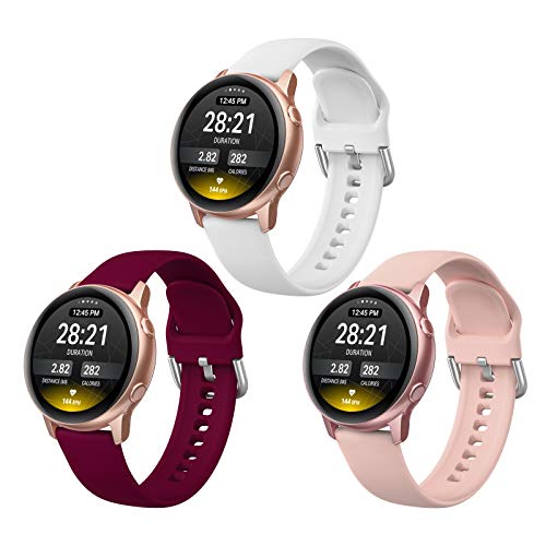 EDIMENS 3 Stück Armband Sportarmbänder Kompatibel mit Samsung Galaxy Watch 3 41mm / Galaxy Watch Active 2 44mm/40mm, 20mm Soft Silm Silikon Ersatzarmband für Galaxy Watch 42mm Smartwatch Damen Herren von EDIMENS