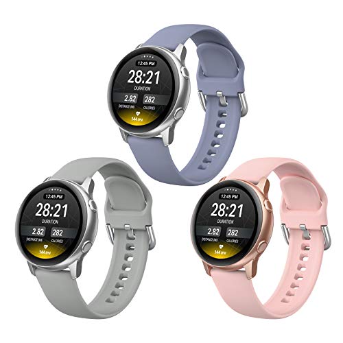 EDIMENS 3 Stück Armband Sportarmbänder Kompatibel mit Samsung Galaxy Watch 3 41mm / Galaxy Watch Active 2 44mm/40mm, 20mm Soft Silm Silikon Ersatzarmband für Galaxy Watch 42mm Smartwatch Damen Herren von EDIMENS