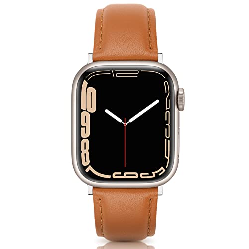 EDIMENS Lederarmband kompatibel für Apple Watch 38 mm 40 mm 41 mm, echtes Leder, Sport, lässig, Armband, kompatibel mit iWatch Serie 7, 6, 5, 4, 3, 2, 1 SE Sport & Edition Herren Damen, Goldbraun von EDIMENS