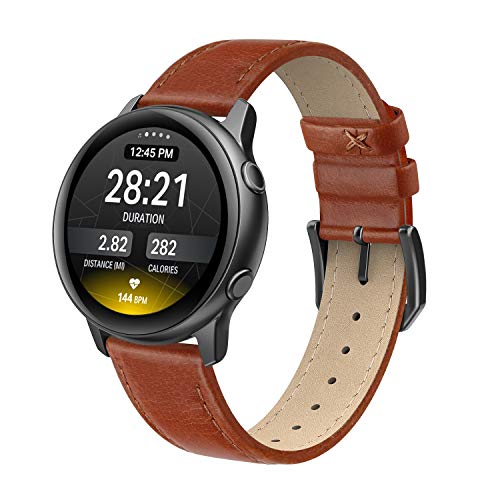 Edimens Echtleder-Armband, kompatibel mit Samsung Galaxy Watch Active 2, 40 mm Band, 20 mm dünnes Ersatz-Lederband für Galaxy Watch 42 mm/Active/Active 2 Smartwatch für Damen und Herren von EDIMENS
